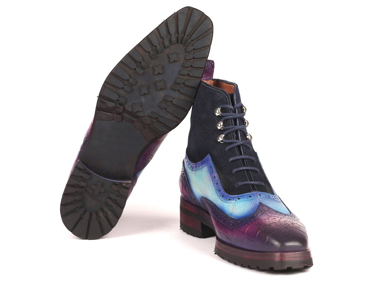 Paul Parkman Three Tone Wingtip Boots Rubber Sole (ID9736PTN)