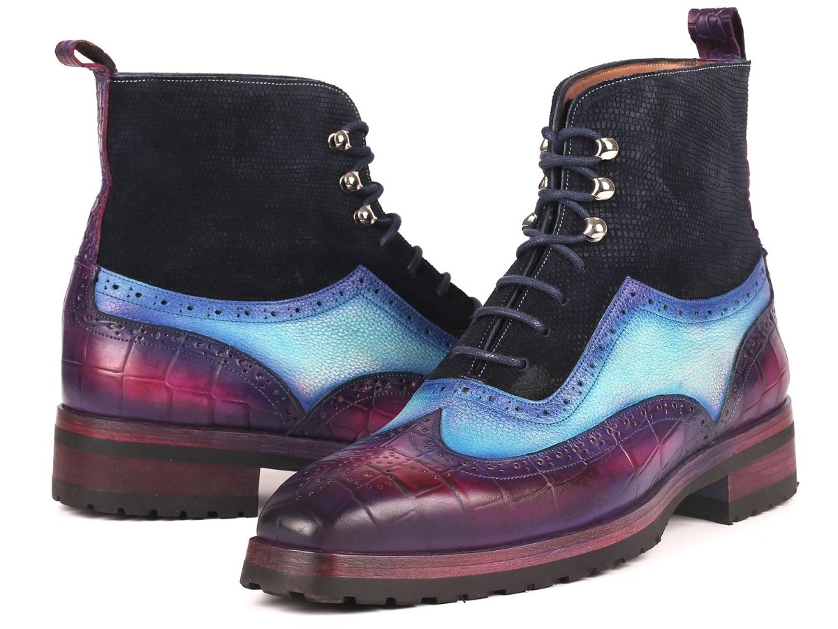 Paul Parkman Three Tone Wingtip Boots Rubber Sole (ID9736PTN)