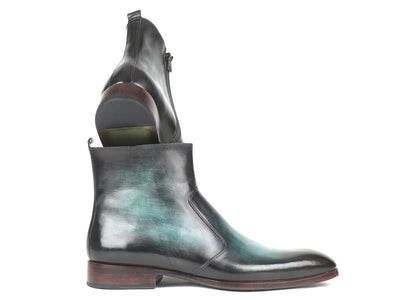 Paul Parkman Turquoise Burnished Side Zipper Boots (IDBT487TRQ)