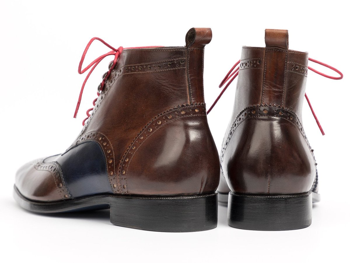 Paul Parkman Wingtip Ankle Boots Dual Tone Brown and Blue (ID777 - BRW - BLU)