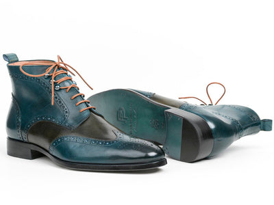 Paul Parkman Wingtip Ankle Boots Dual Tone Green and Blue (IDPT777GRN)