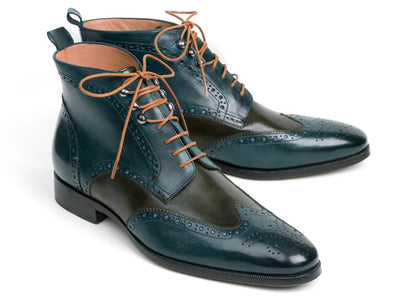 Paul Parkman Wingtip Ankle Boots Dual Tone Green and Blue (IDPT777GRN)