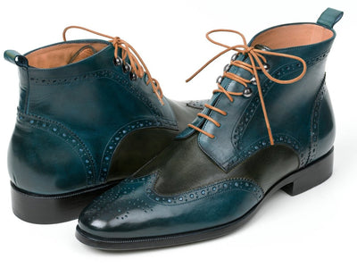 Paul Parkman Wingtip Ankle Boots Dual Tone Green and Blue (IDPT777GRN)