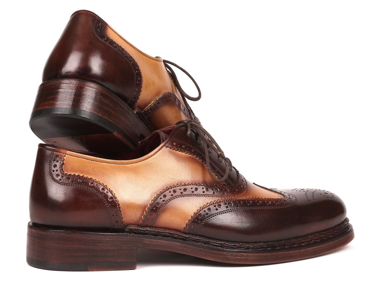 Paul Parkman Wingtip Oxfords Goodyear Welted Brown and Beige (ID027 BJBRW)