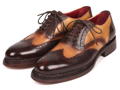Paul Parkman Wingtip Oxfords Goodyear Welted Brown and Beige (ID027 BJBRW)
