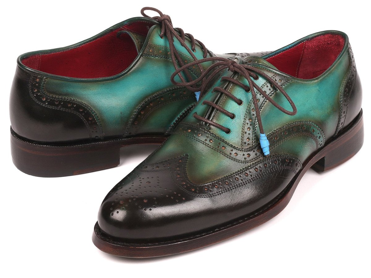 Paul Parkman Wingtip Oxfords Goodyear Welted in Brown and Green