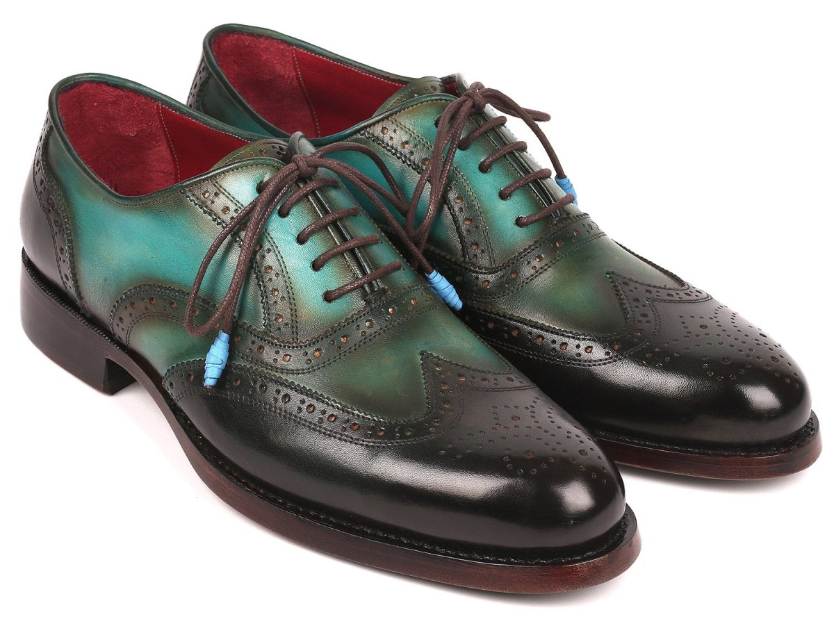 Paul Parkman Wingtip Oxfords Goodyear Welted in Brown and Green
