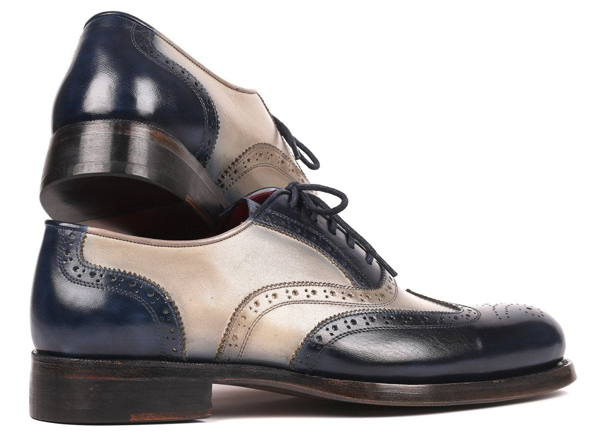 Paul Parkman Wingtip Oxfords Goodyear Welted in Navy and Gray