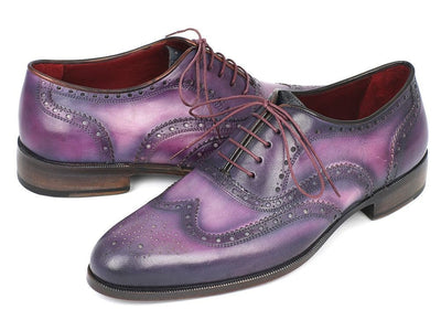 Paul Parkman Wingtip Oxfords Purple and Navy Handpainted Calfskin (ID743 - RP)