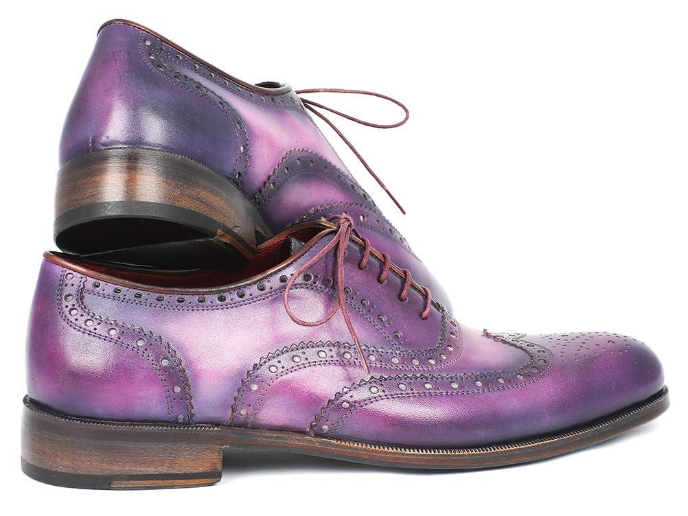 Paul Parkman Wingtip Oxfords Purple and Navy Handpainted Calfskin (ID743 - RP)
