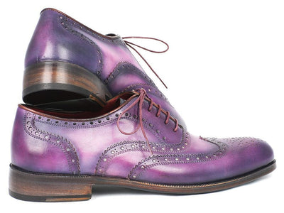 Paul Parkman Wingtip Oxfords Purple and Navy Handpainted Calfskin (ID743 - RP)