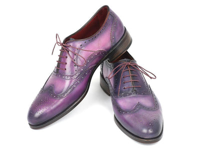 Paul Parkman Wingtip Oxfords Purple and Navy Handpainted Calfskin (ID743 - RP)