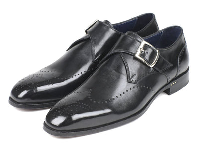 Paul Parkman Wingtip Single Monkstraps Black (ID98F54 - BLK)