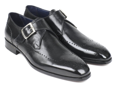 Paul Parkman Wingtip Single Monkstraps Black (ID98F54 - BLK)