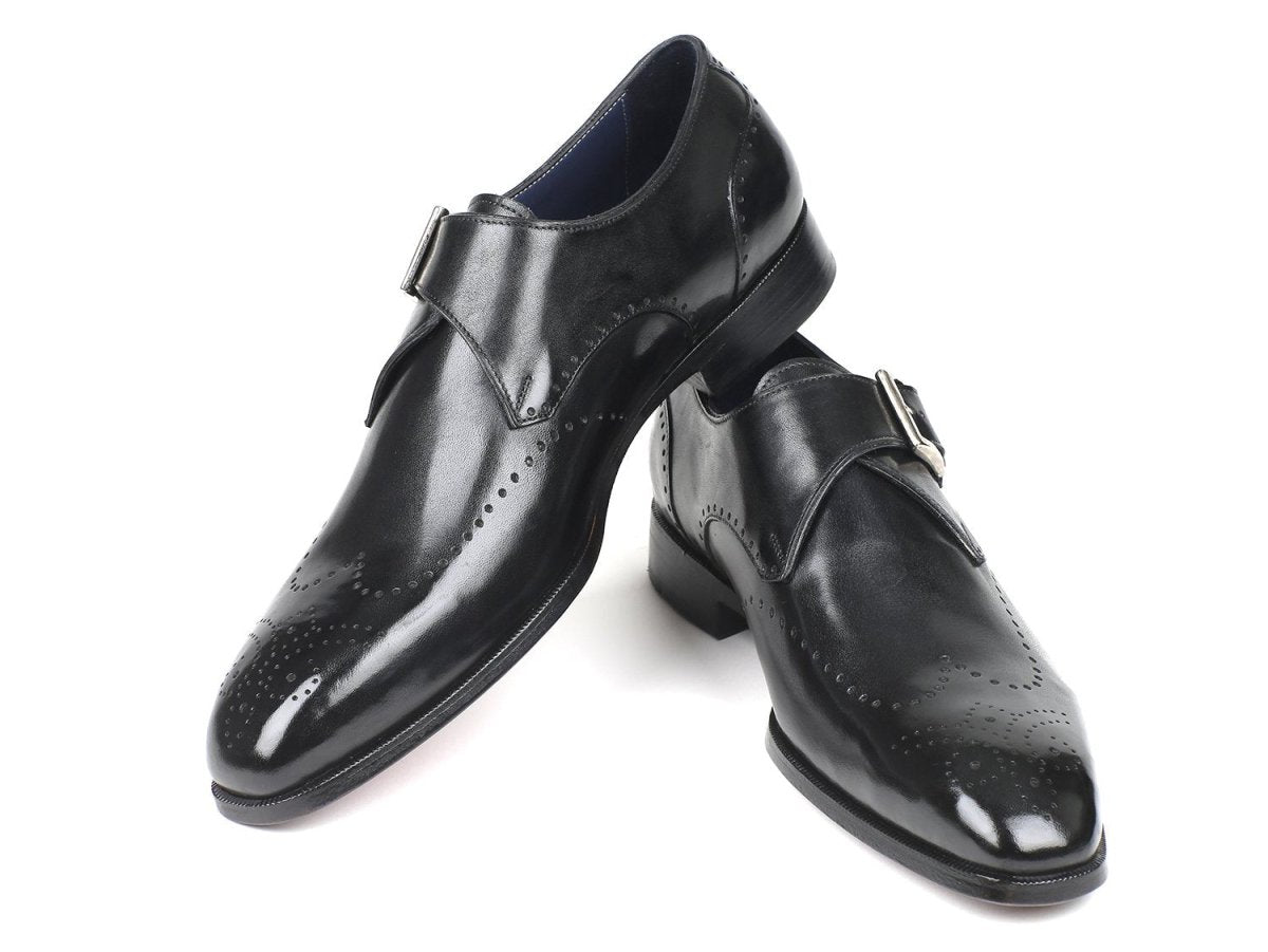 Paul Parkman Wingtip Single Monkstraps Black (ID98F54 - BLK)