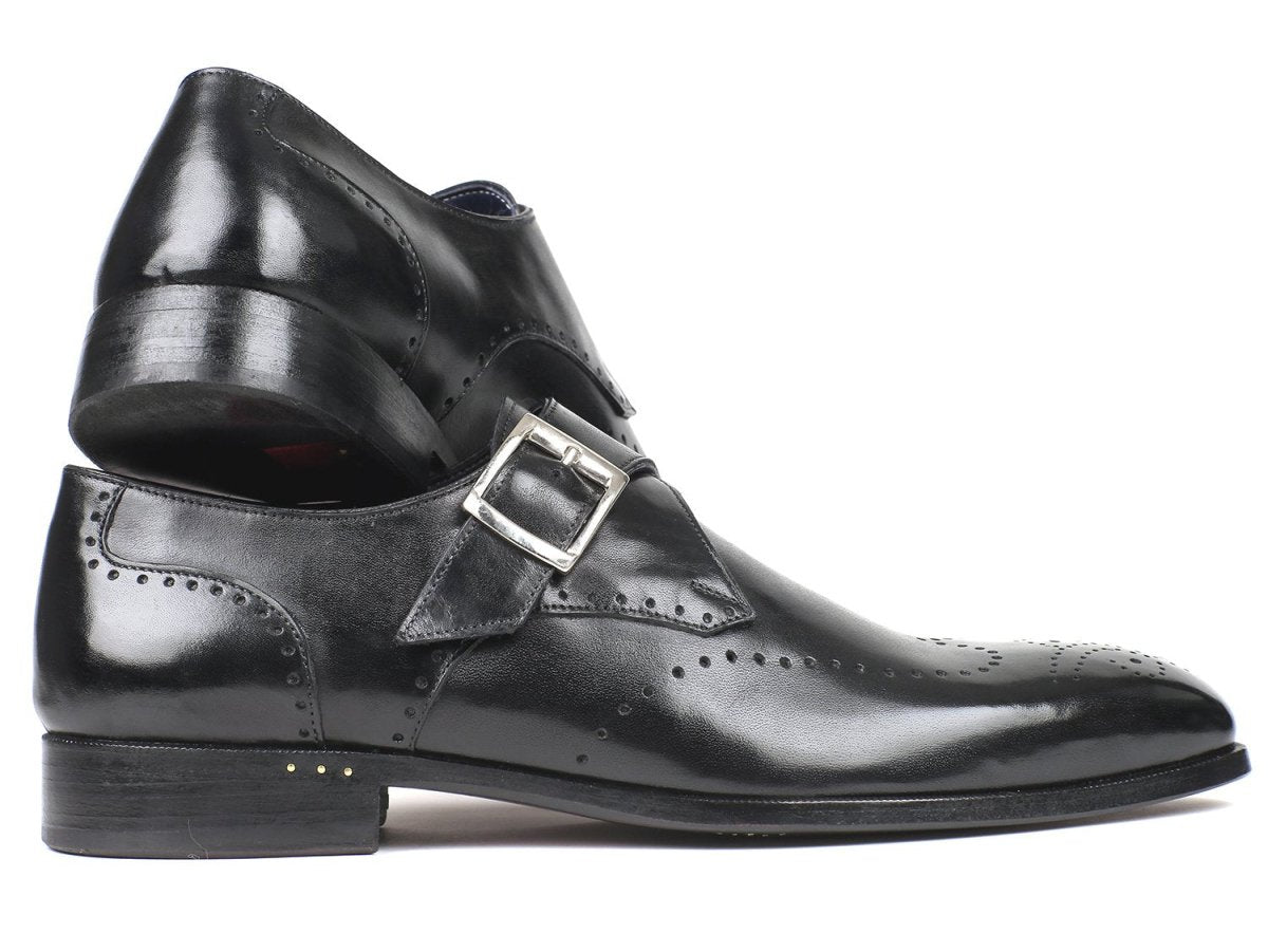 Paul Parkman Wingtip Single Monkstraps Black (ID98F54 - BLK)