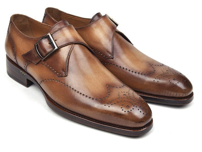 Paul Parkman Wingtip Single Monkstraps Brown and Camel (ID98F54 - BRW)