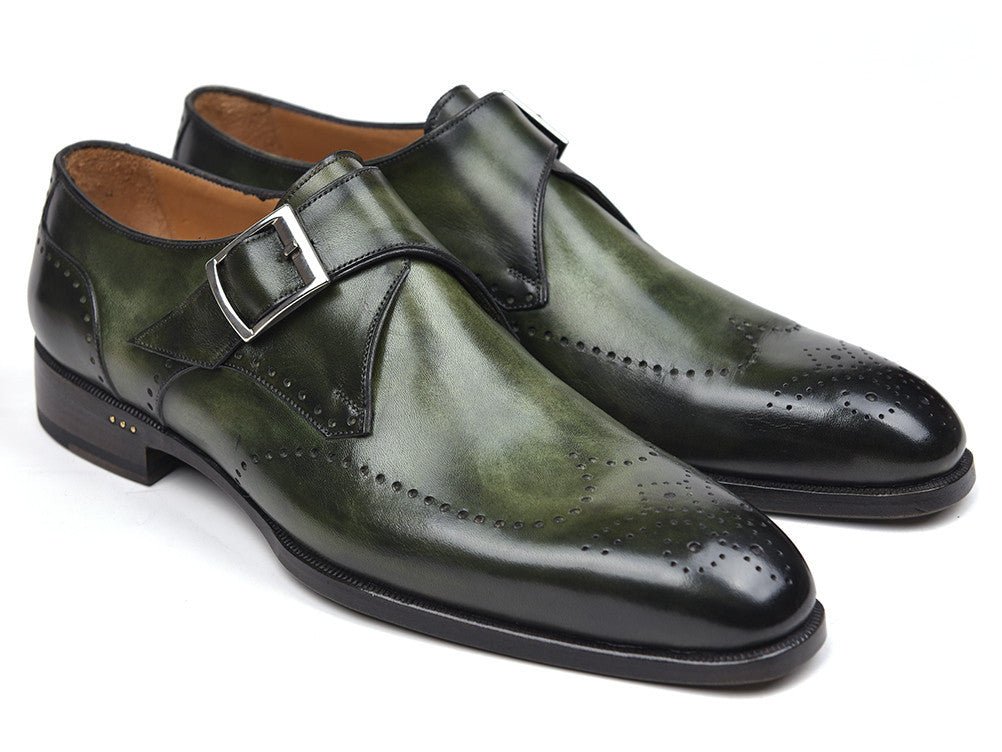 Paul Parkman Wingtip Single Monkstraps Green (ID98F54 - GRN)