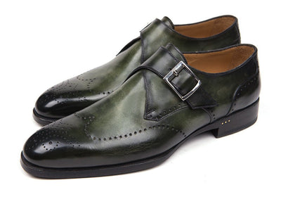 Paul Parkman Wingtip Single Monkstraps Green (ID98F54 - GRN)