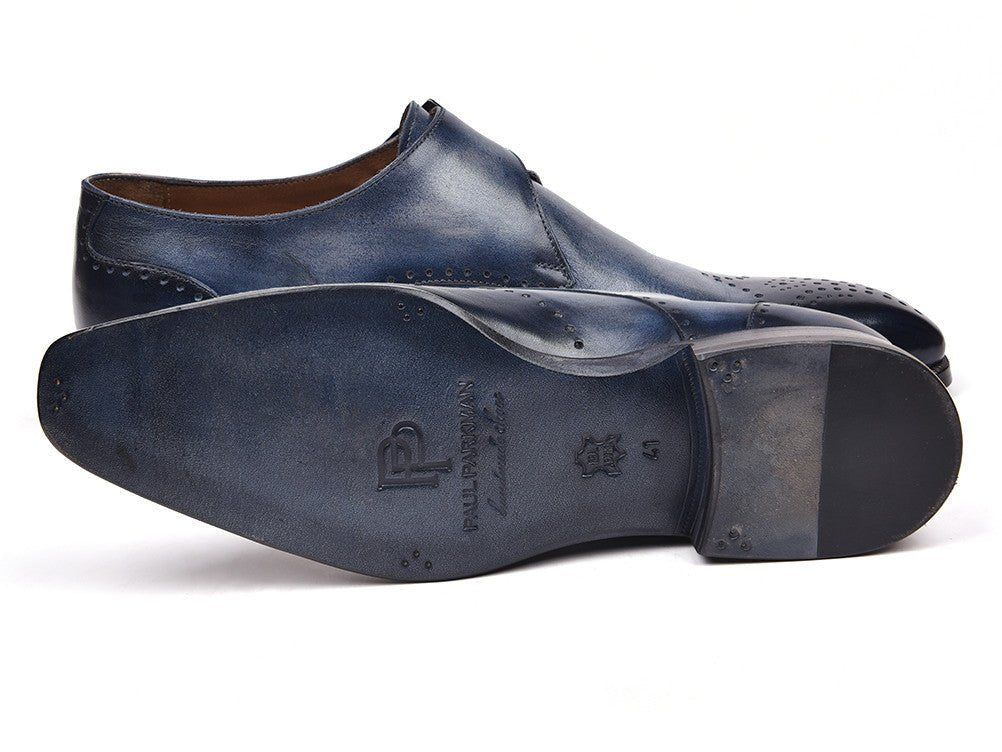 Paul Parkman Wingtip Single Monkstraps Navy (ID98F54 - NVY)