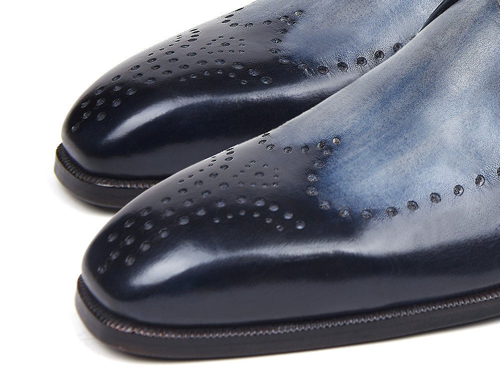 Paul Parkman Wingtip Single Monkstraps Navy (ID98F54 - NVY)