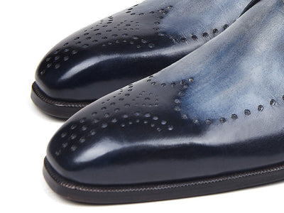 Paul Parkman Wingtip Single Monkstraps Navy (ID98F54 - NVY)