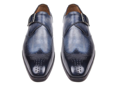 Paul Parkman Wingtip Single Monkstraps Navy (ID98F54 - NVY)