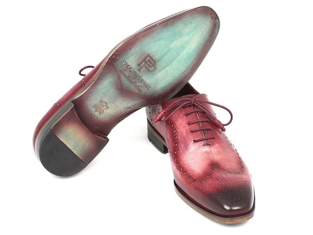 Paul Parkman Wintip Oxfords Burgundy Handpainted Calfskin (ID741 - BUR)