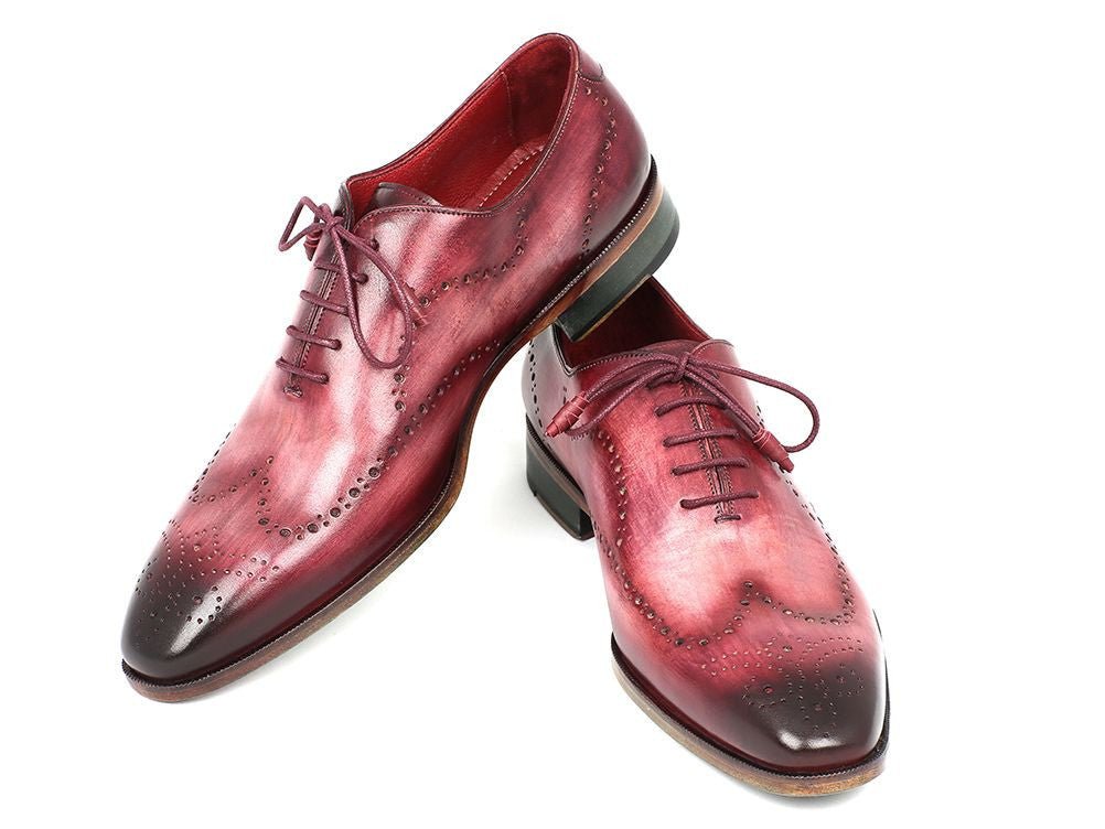 Paul Parkman Wintip Oxfords Burgundy Handpainted Calfskin (ID741 - BUR)