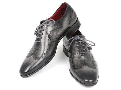 Paul Parkman Wintip Oxfords Gray and Black Handpainted Calfskin (ID741 - GRY)