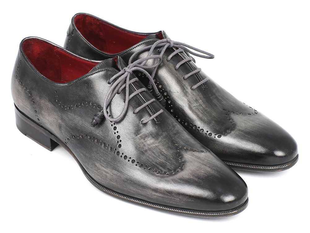 Paul Parkman Wintip Oxfords Gray and Black Handpainted Calfskin (ID741 - GRY)