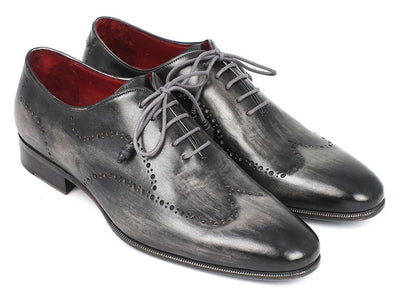 Paul Parkman Wintip Oxfords Gray and Black Handpainted Calfskin (ID741 - GRY)