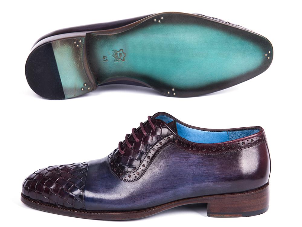 Paul Parkman Woven Leather Captoe Oxfords Navy and Purple (ID49851 - NAVY)