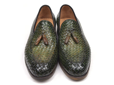 Paul Parkman Woven Leather Tassel Loafers Green (IDWVN44 - GRN)