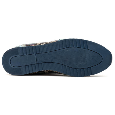 Zelli Italia Men's 65-215-BLU PERI Python Embossed Italian Calfskin Sneakers, Marine Blue
