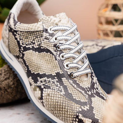 Zelli Italia Men's 65-215-WHT PERI Python Embossed Italian Calfskin Sneakers Black / White