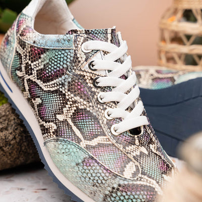 Zelli Italia Men's 65-215-BLU PERI Python Embossed Italian Calfskin Sneakers, Marine Blue