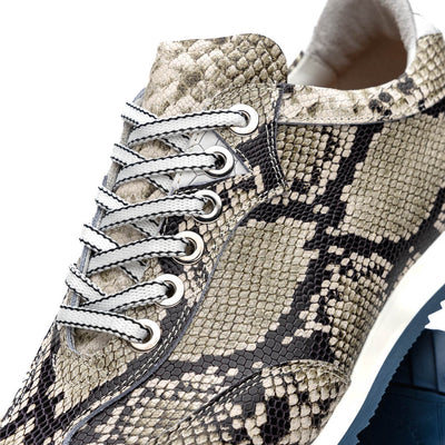 Zelli Italia Men's 65-215-WHT PERI Python Embossed Italian Calfskin Sneakers Black / White