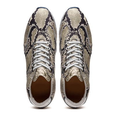 Zelli Italia Men's 65-215-WHT PERI Python Embossed Italian Calfskin Sneakers Black / White