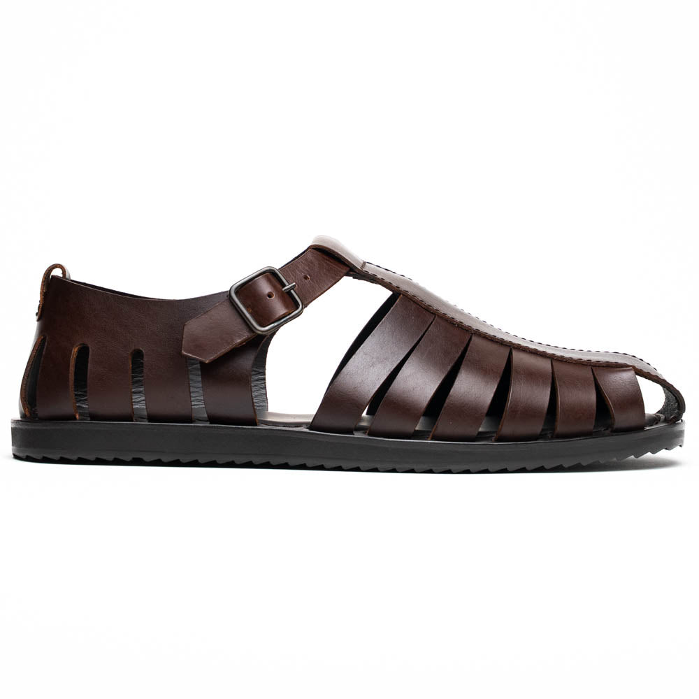 Zelli Italia 05-110-BRN PESCA Calfskin Strap-On Sandal, Brown Front View