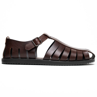 Zelli Italia 05-110-BRN PESCA Calfskin Strap-On Sandal, Brown Front View