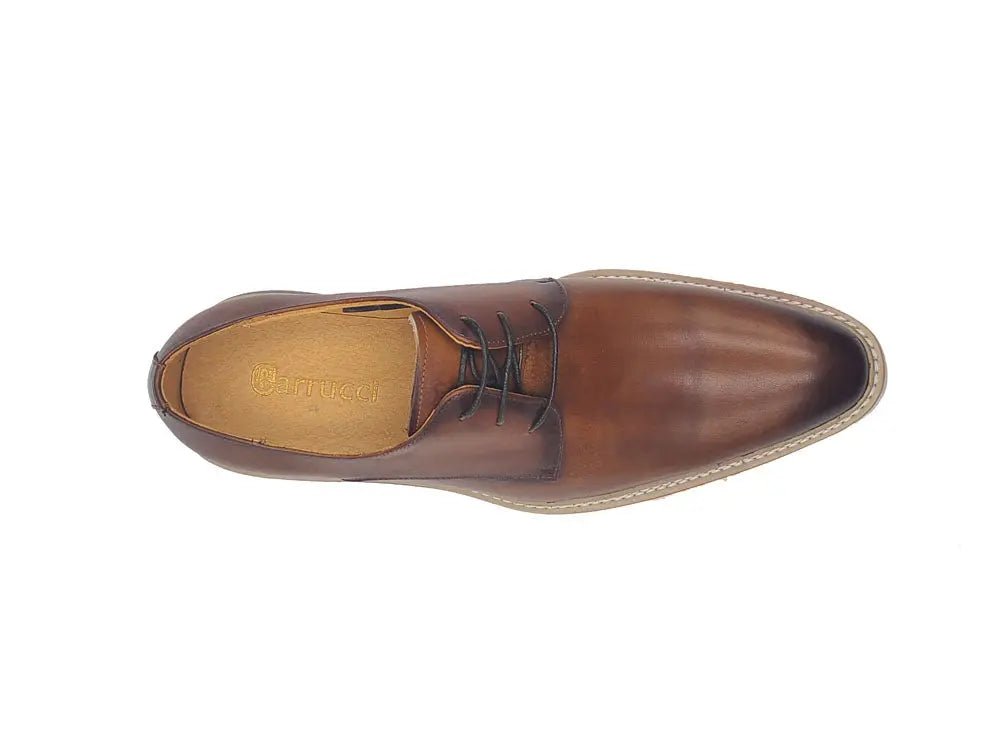 Carrucci Shoes Plain Toe Blucher Oxford Calfskin Leather Ks55204