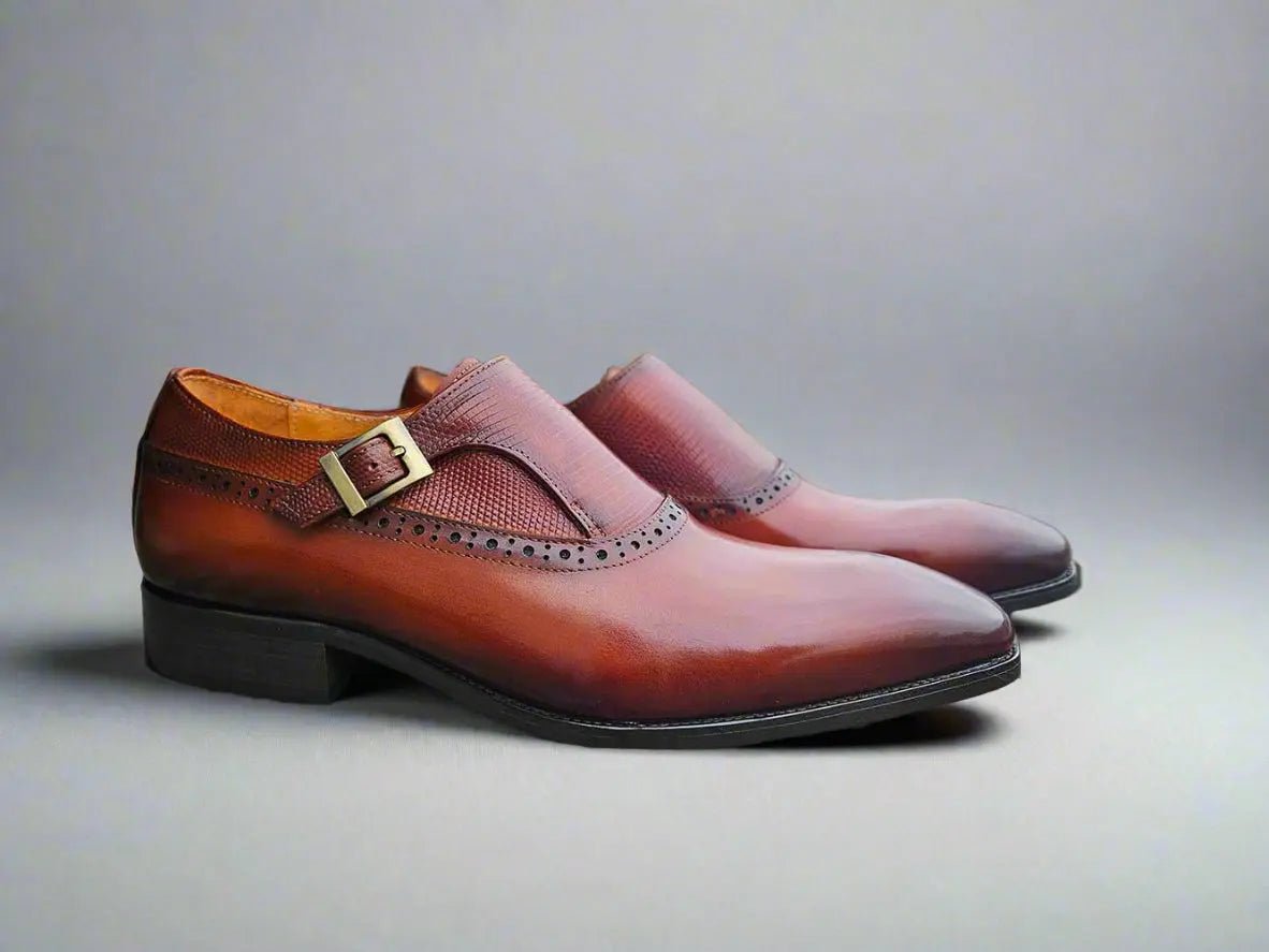 Carrucci Shoes Plain Toe Single Monk Loafer Calf Leather KS50305
