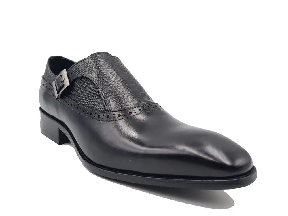 Carrucci Shoes Plain Toe Single Monk Loafer Calf Leather KS50305
