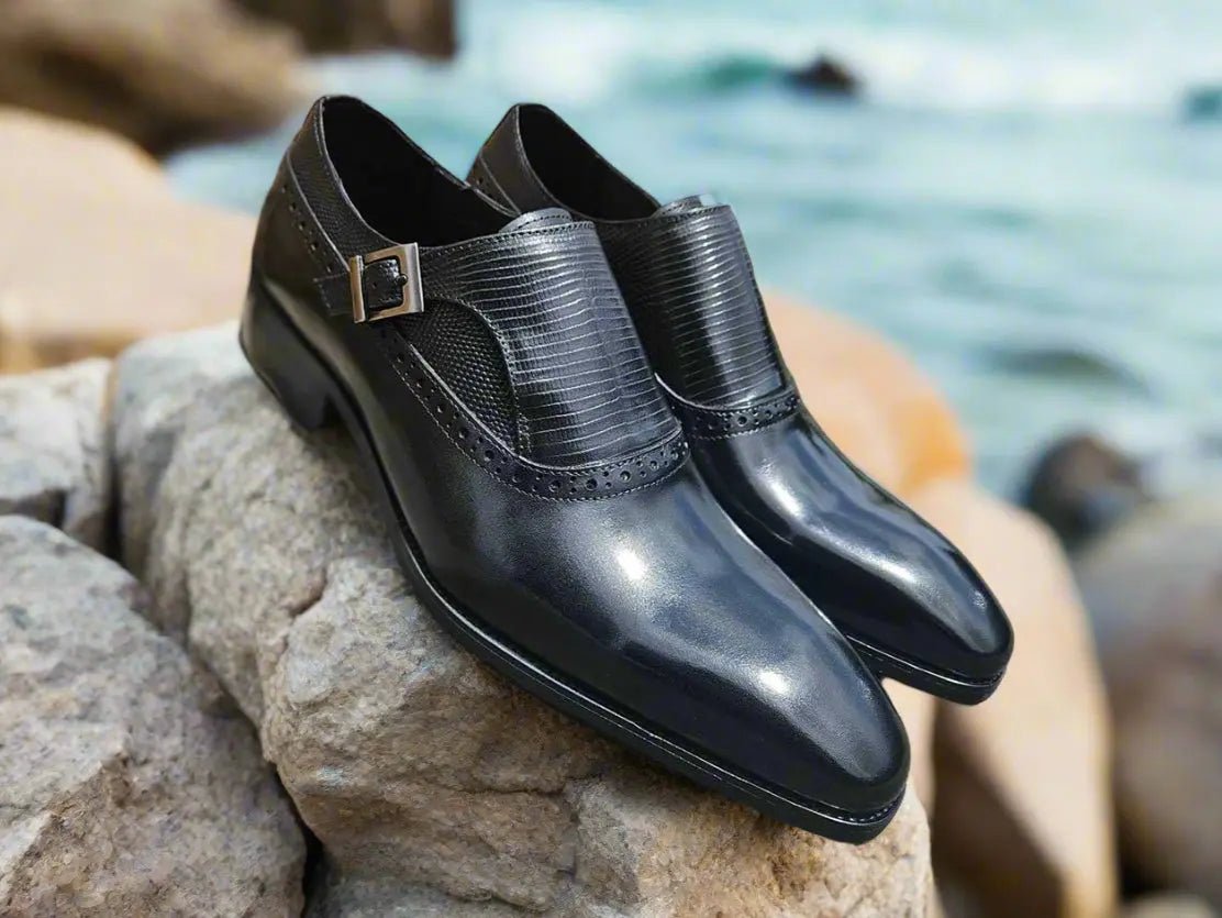 Carrucci Shoes Plain Toe Single Monk Loafer Calf Leather KS50305