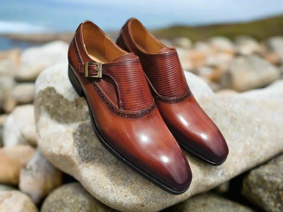 Carrucci Shoes Plain Toe Single Monk Loafer Calf Leather KS50305