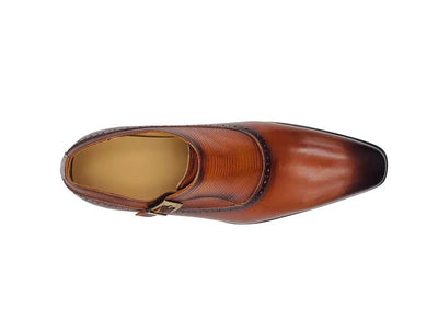 Carrucci Shoes Plain Toe Single Monk Loafer Calf Leather KS50305