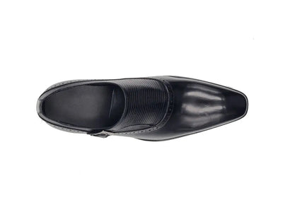 Carrucci Shoes Plain Toe Single Monk Loafer Calf Leather KS50305