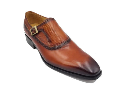 Carrucci Shoes Plain Toe Single Monk Loafer Calf Leather KS50305
