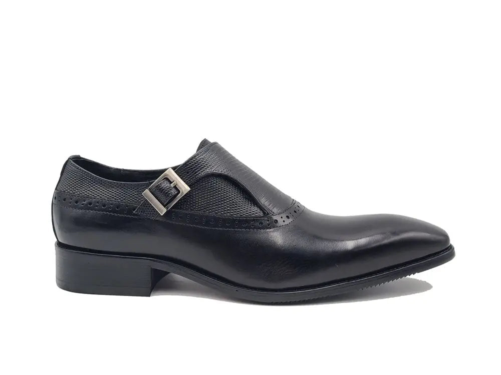 Carrucci Shoes Plain Toe Single Monk Loafer Calf Leather KS50305